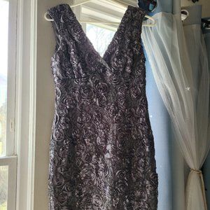 Short V-Neck, Cap Sleeve, Sequin Dress with Rose Embroidery, Size 6, Worn once!